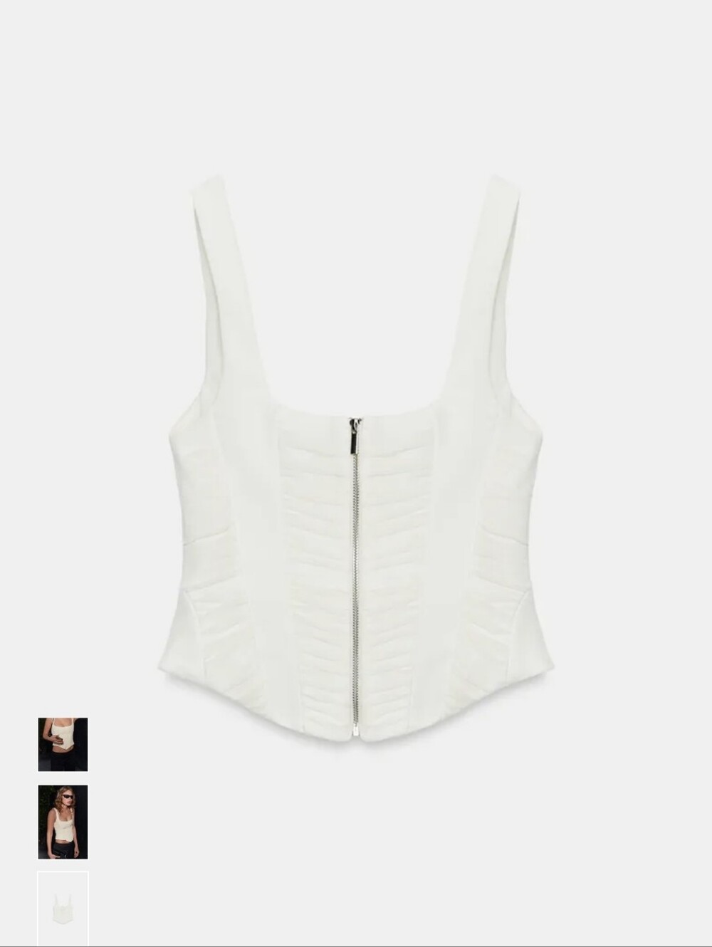 Zara Mixed Fabric Corset-Style Top in ecru XS - Picture 3 of 8